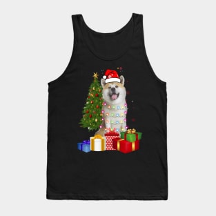 Akita Christmas Tree Santa Hat Funny Xmas Gift Dog T-Shirt Tank Top